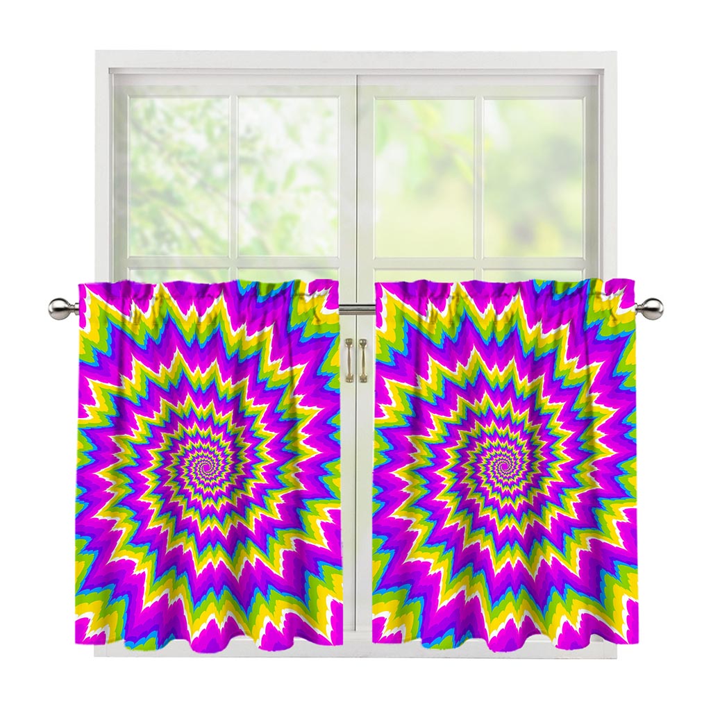 Abstract Spiral Moving Optical Illusion Tier Curtains