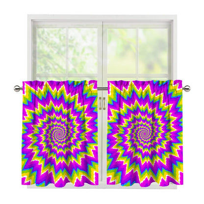 Abstract Spiral Moving Optical Illusion Tier Curtains