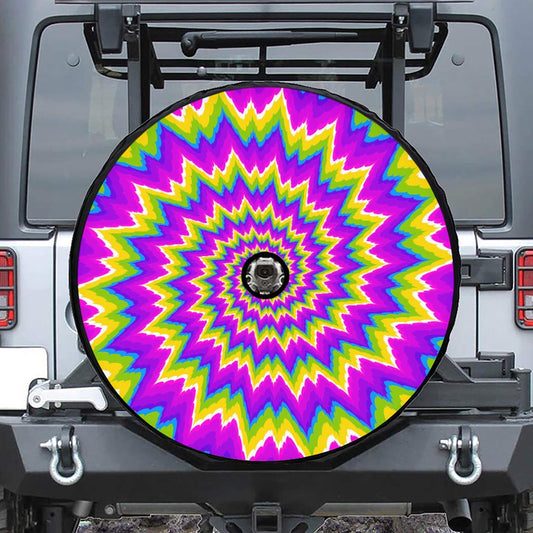 Abstract Spiral Moving Optical Illusion Tire Cover With Camera Hole