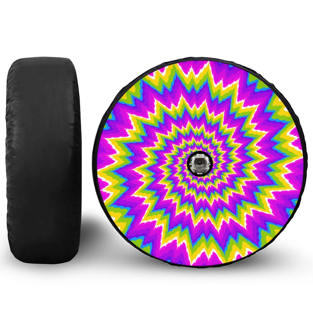 Abstract Spiral Moving Optical Illusion Tire Cover With Camera Hole