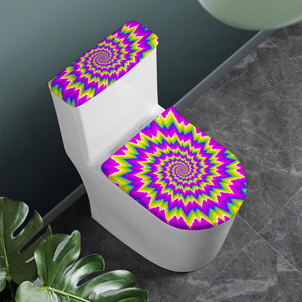 Abstract Spiral Moving Optical Illusion Toilet Lid And Tank Cover Set