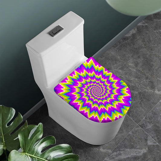 Abstract Spiral Moving Optical Illusion Toilet Lid Cover