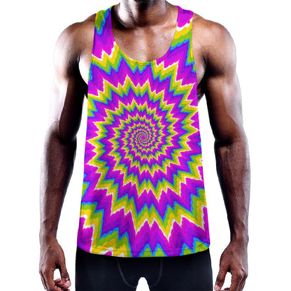 Abstract Spiral Moving Optical Illusion Training Tank Top