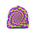Abstract Spiral Moving Optical Illusion White Mesh Trucker Hat