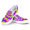 Abstract Spiral Moving Optical Illusion White Slip On Sneakers