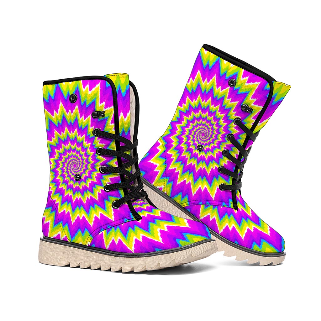 Abstract Spiral Moving Optical Illusion Winter Boots