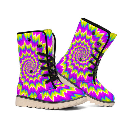 Abstract Spiral Moving Optical Illusion Winter Boots