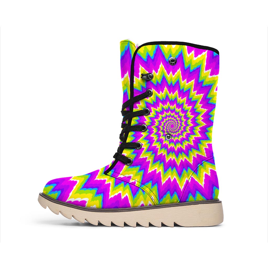 Abstract Spiral Moving Optical Illusion Winter Boots