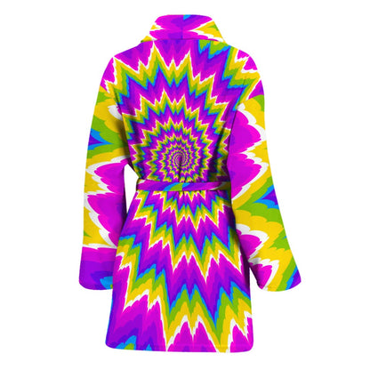 Abstract Spiral Moving Optical Illusion Women's Bathrobe