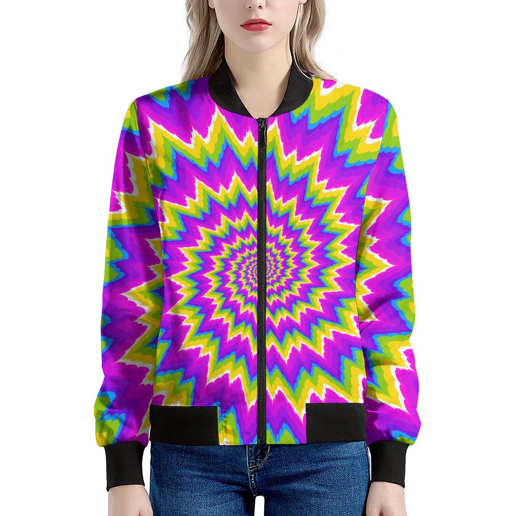 Abstract Spiral Moving Optical Illusion Women's Bomber Jacket