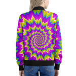 Abstract Spiral Moving Optical Illusion Women's Bomber Jacket