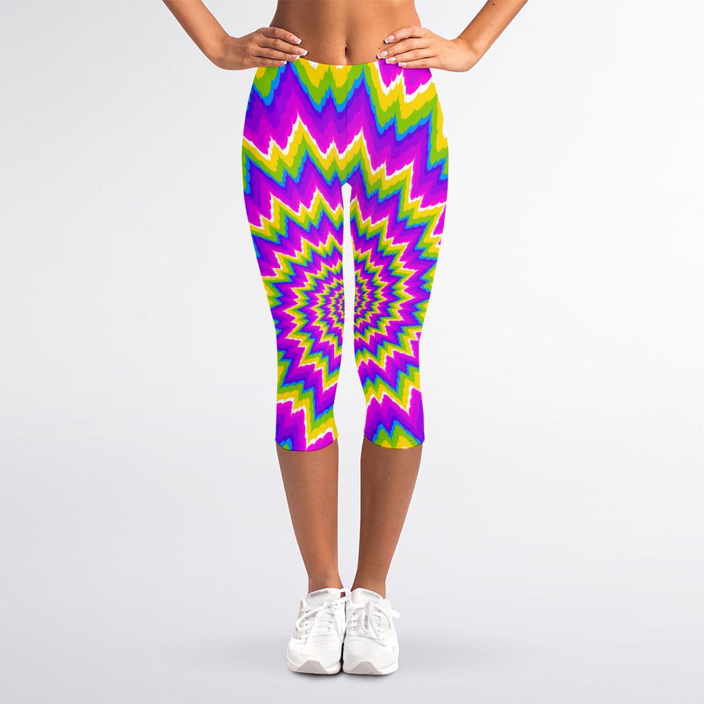 Abstract Spiral Moving Optical Illusion Women's Capri Leggings
