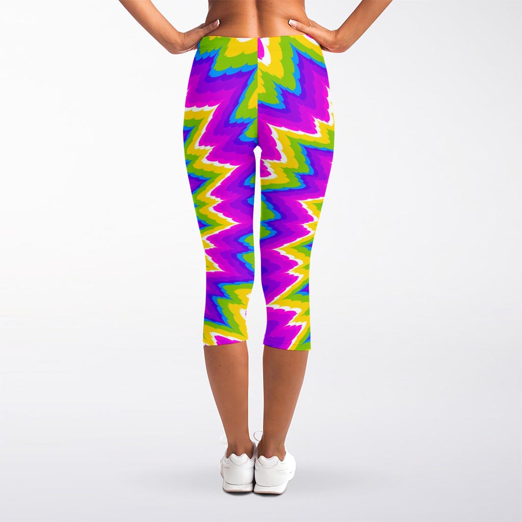 Abstract Spiral Moving Optical Illusion Women's Capri Leggings