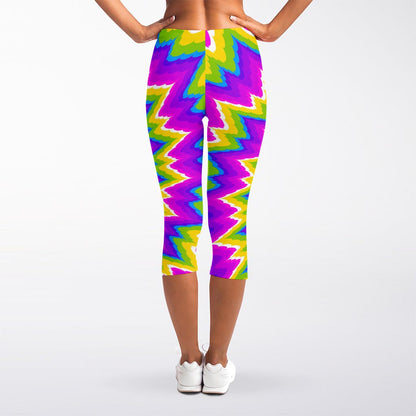 Abstract Spiral Moving Optical Illusion Women's Capri Leggings