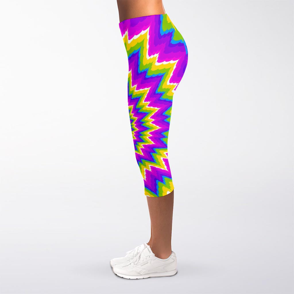 Abstract Spiral Moving Optical Illusion Women's Capri Leggings