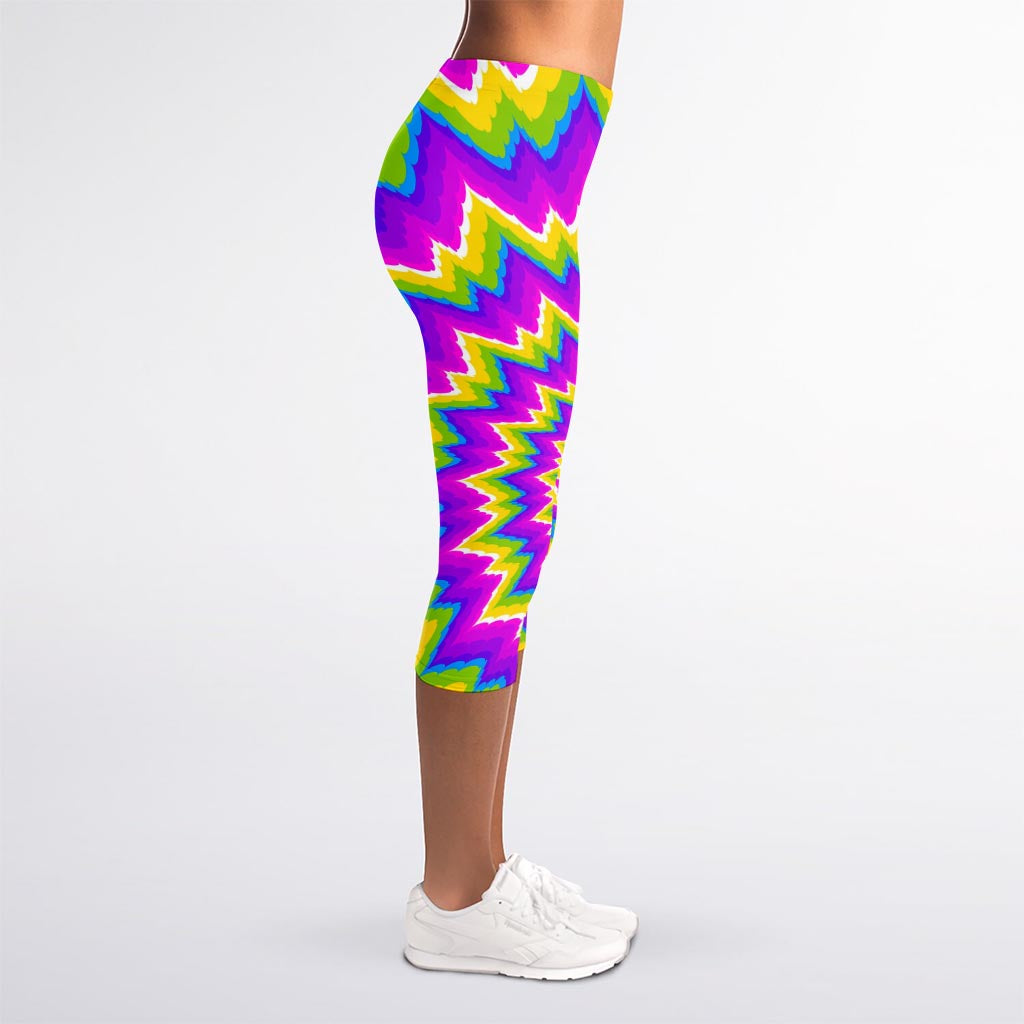 Abstract Spiral Moving Optical Illusion Women's Capri Leggings
