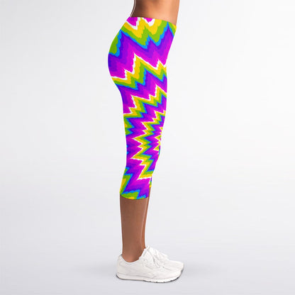 Abstract Spiral Moving Optical Illusion Women's Capri Leggings