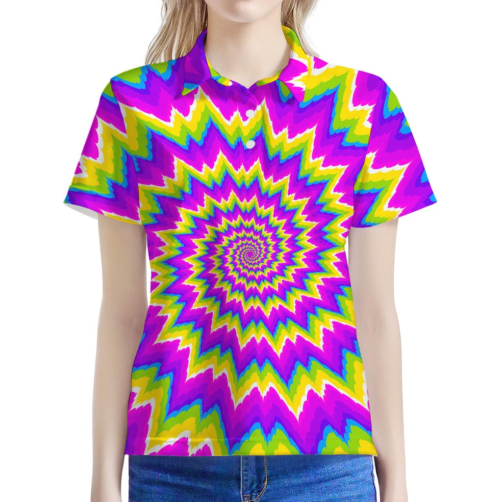Abstract Spiral Moving Optical Illusion Women's Polo Shirt