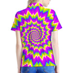 Abstract Spiral Moving Optical Illusion Women's Polo Shirt