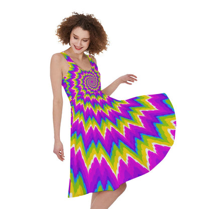 Abstract Spiral Moving Optical Illusion Women's Sleeveless Dress