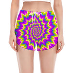 Abstract Spiral Moving Optical Illusion Women's Split Running Shorts