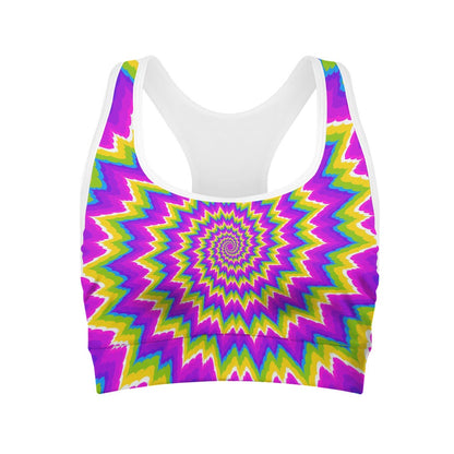Abstract Spiral Moving Optical Illusion Women's Sports Bra