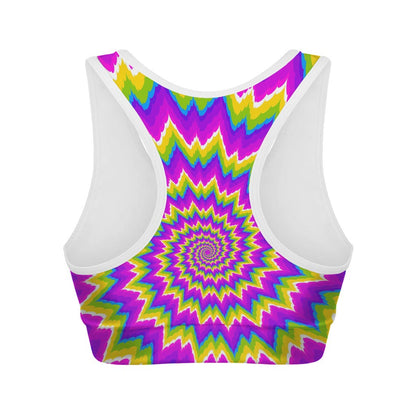 Abstract Spiral Moving Optical Illusion Women's Sports Bra