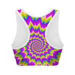 Abstract Spiral Moving Optical Illusion Women's Sports Bra