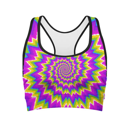 Abstract Spiral Moving Optical Illusion Women's Sports Bra