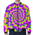 Abstract Spiral Moving Optical Illusion Zip Sleeve Bomber Jacket