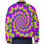 Abstract Spiral Moving Optical Illusion Zip Sleeve Bomber Jacket