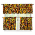 Abstract Sunflower Pattern Print 3 Piece Kitchen Curtains