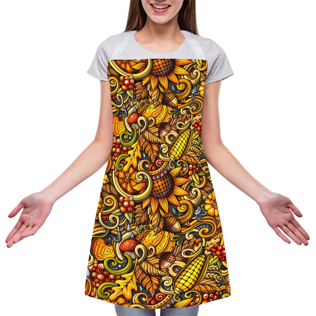 Abstract Sunflower Pattern Print Adjustable Apron