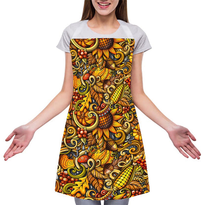 Abstract Sunflower Pattern Print Adjustable Apron