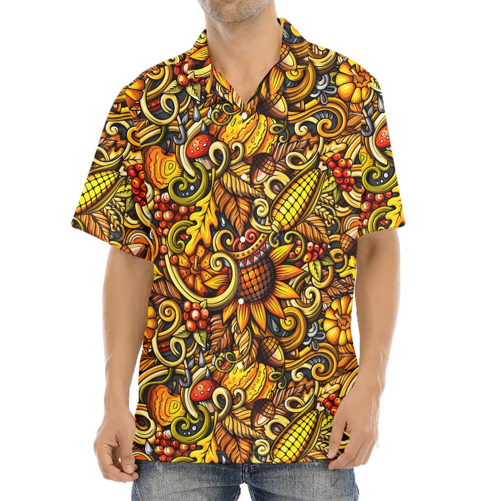Abstract Sunflower Pattern Print Aloha Shirt