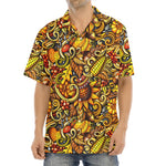 Abstract Sunflower Pattern Print Aloha Shirt