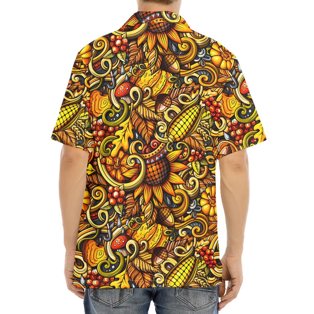 Abstract Sunflower Pattern Print Aloha Shirt