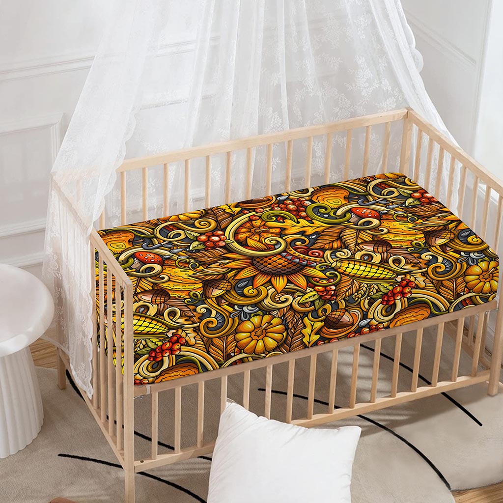 Abstract Sunflower Pattern Print Baby Crib Sheet