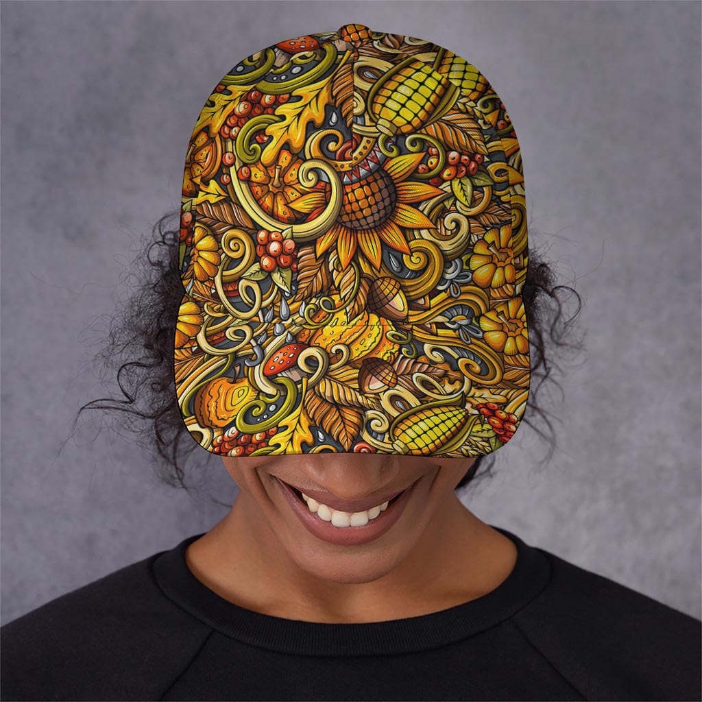 Abstract Sunflower Pattern Print Baseball Cap