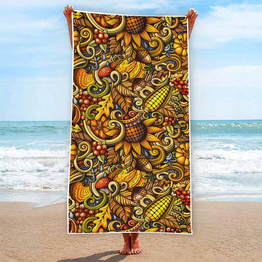 Abstract Sunflower Pattern Print Beach Towel