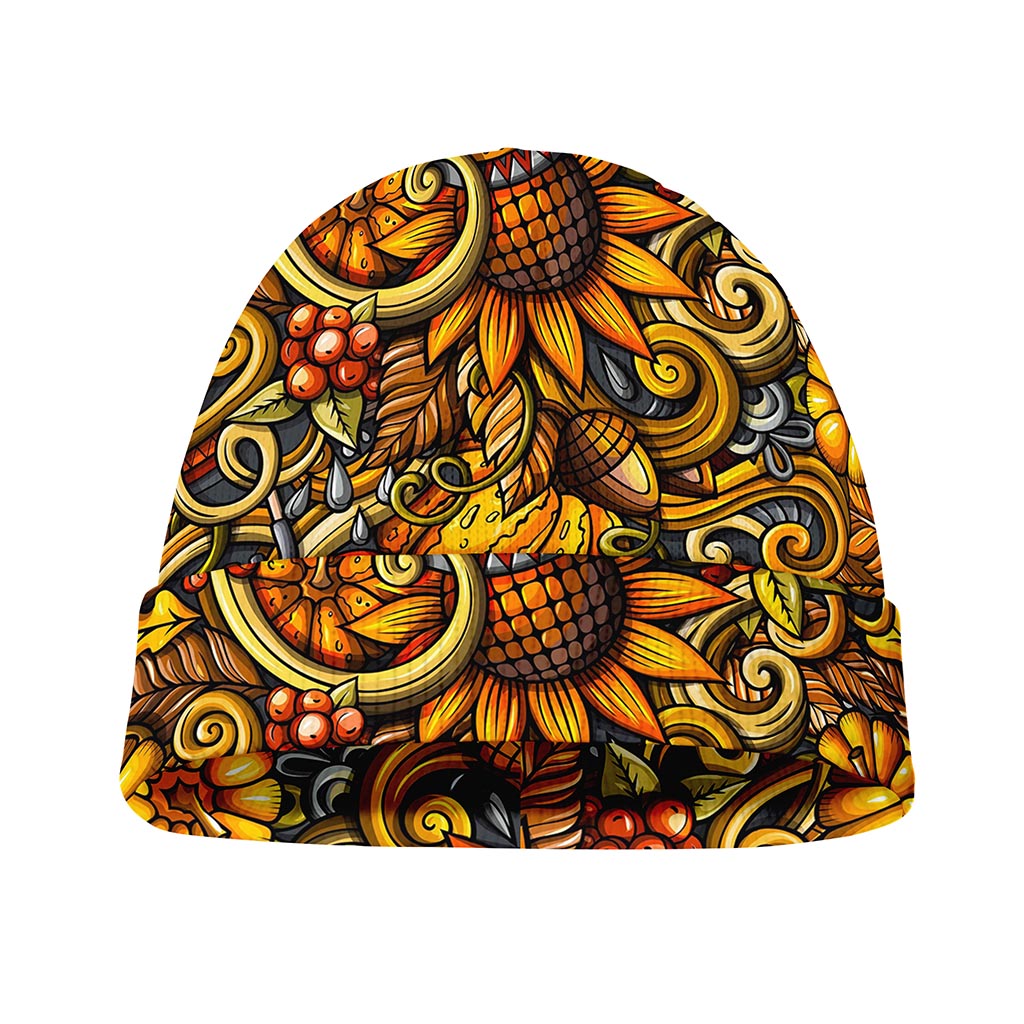 Abstract Sunflower Pattern Print Beanie