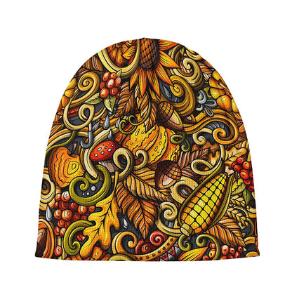 Abstract Sunflower Pattern Print Beanie