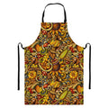 Abstract Sunflower Pattern Print Bib Apron With Pocket