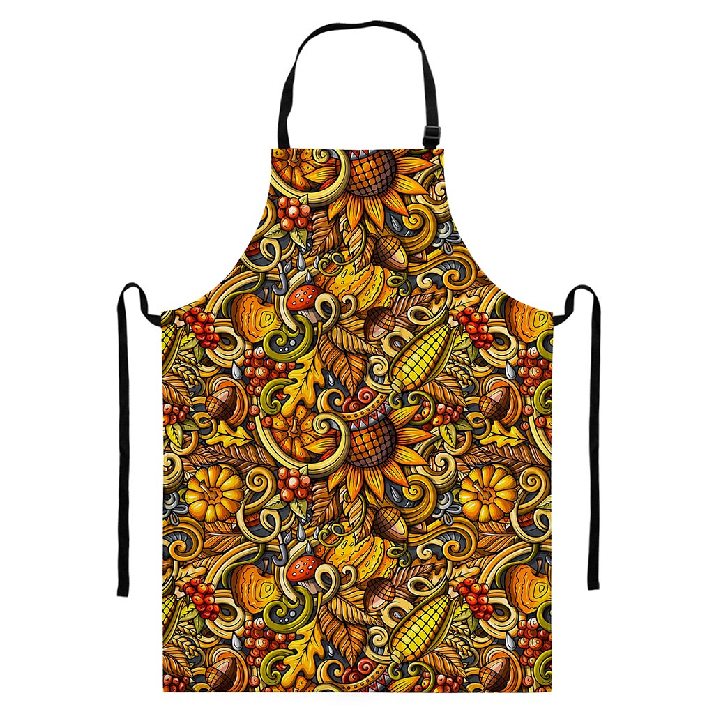 Abstract Sunflower Pattern Print Bib Apron With Pocket