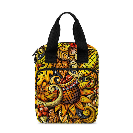 Abstract Sunflower Pattern Print Bible Tote Bag