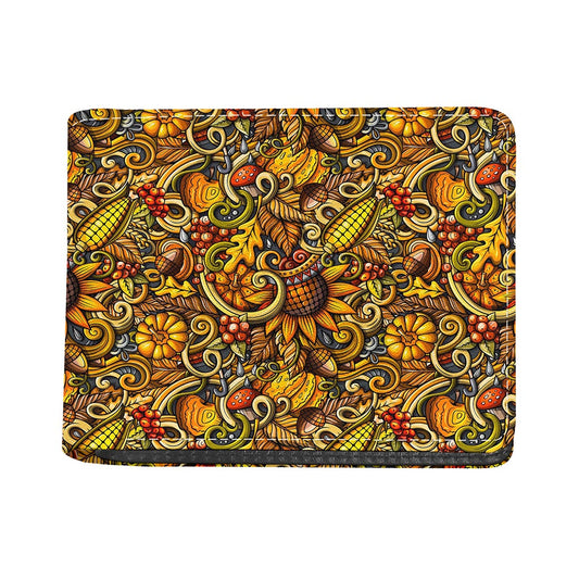 Abstract Sunflower Pattern Print Bifold Wallet
