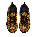 Abstract Sunflower Pattern Print Black Running Shoes