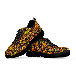 Abstract Sunflower Pattern Print Black Running Shoes