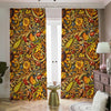 Abstract Sunflower Pattern Print Blackout Pencil Pleat Curtains