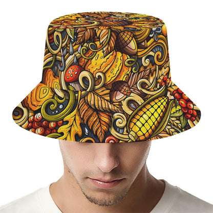 Abstract Sunflower Pattern Print Bucket Hat